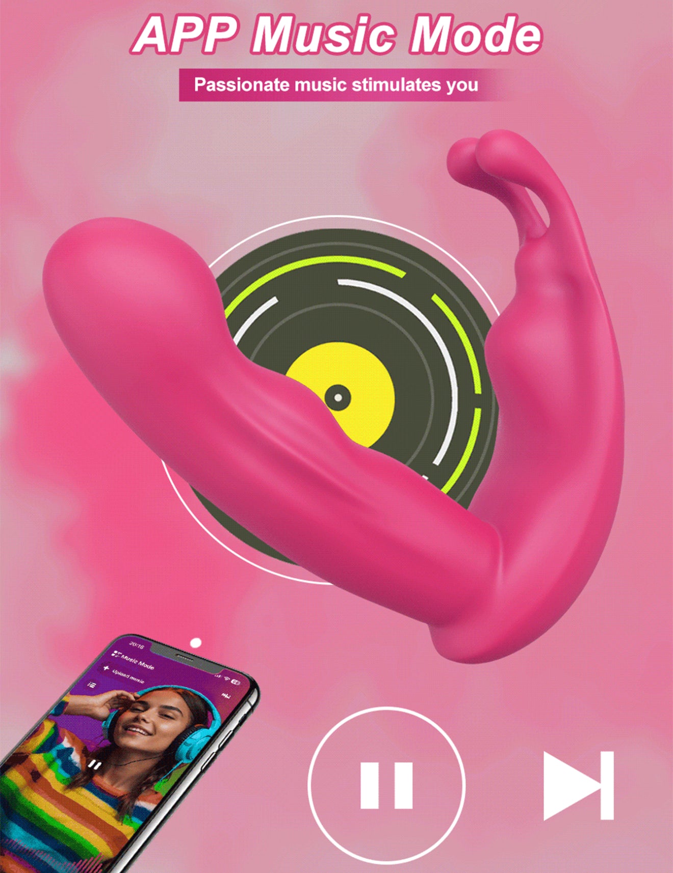 Vibrador estilo mariposa 2 en 1